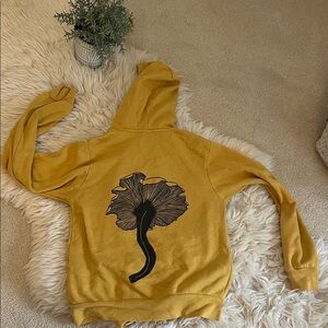 Salty Raven Art Mustard Yellow Mushroom Zip Hoodie – XS – Oregon Artist
